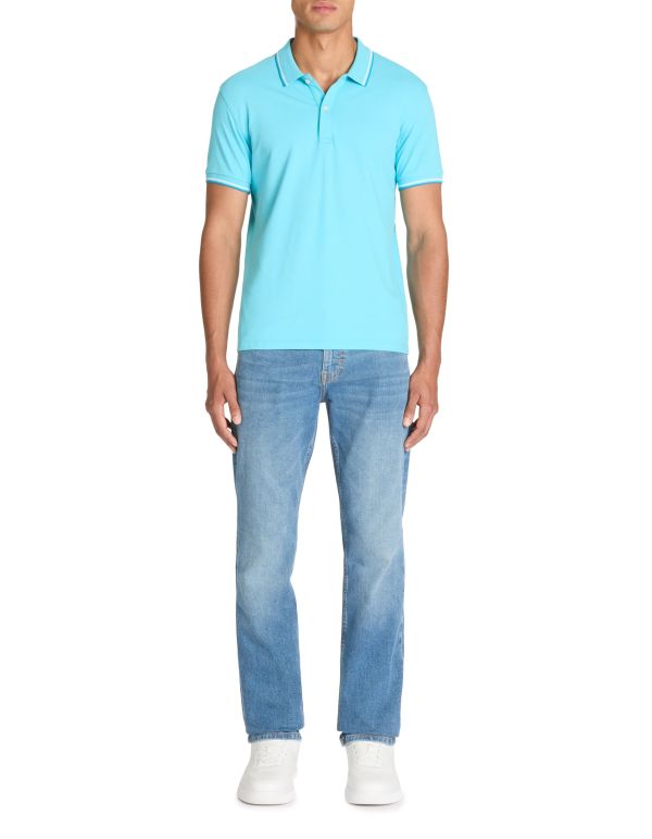 Polo piqué slim en coton stretch - turquoise