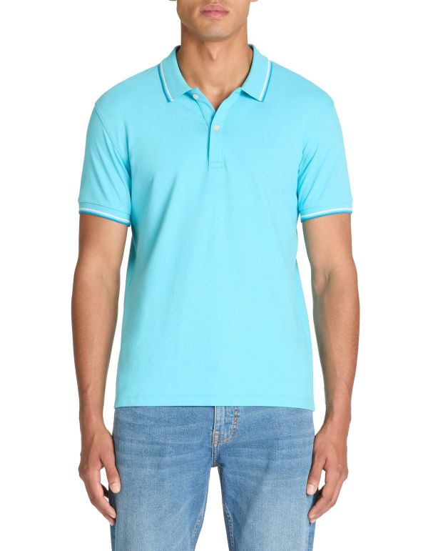 Polo piqué slim en coton stretch - turquoise