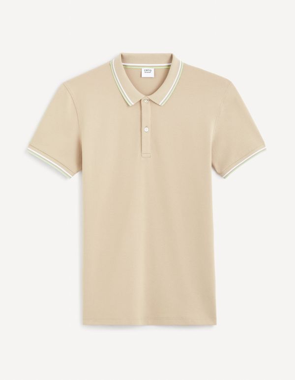 Polo piqué slim - taupe clair