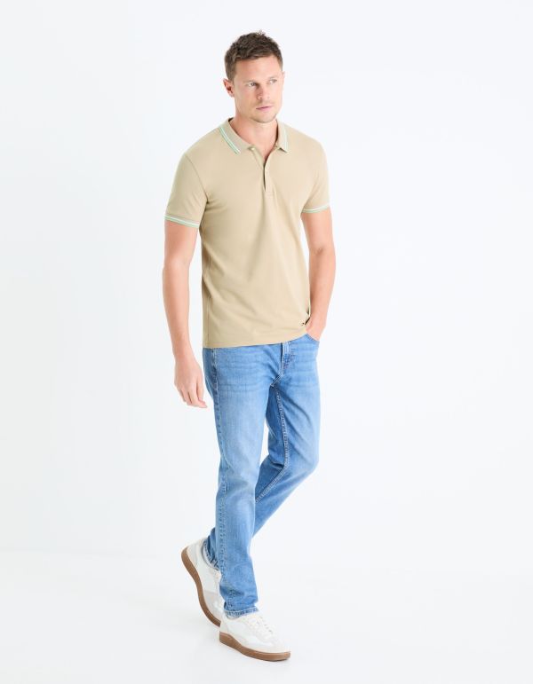 Polo piqué slim - taupe clair
