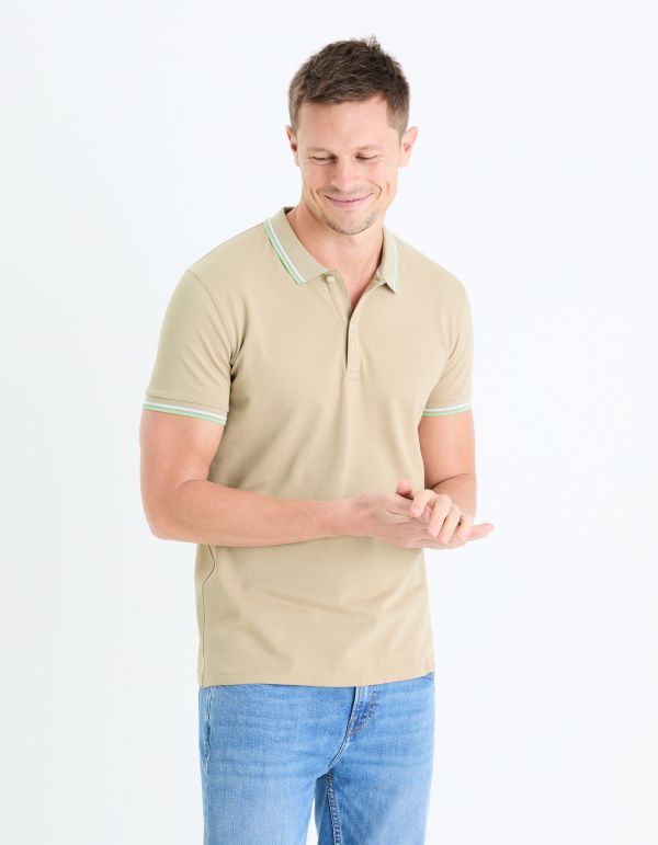 Polo piqué slim - taupe clair