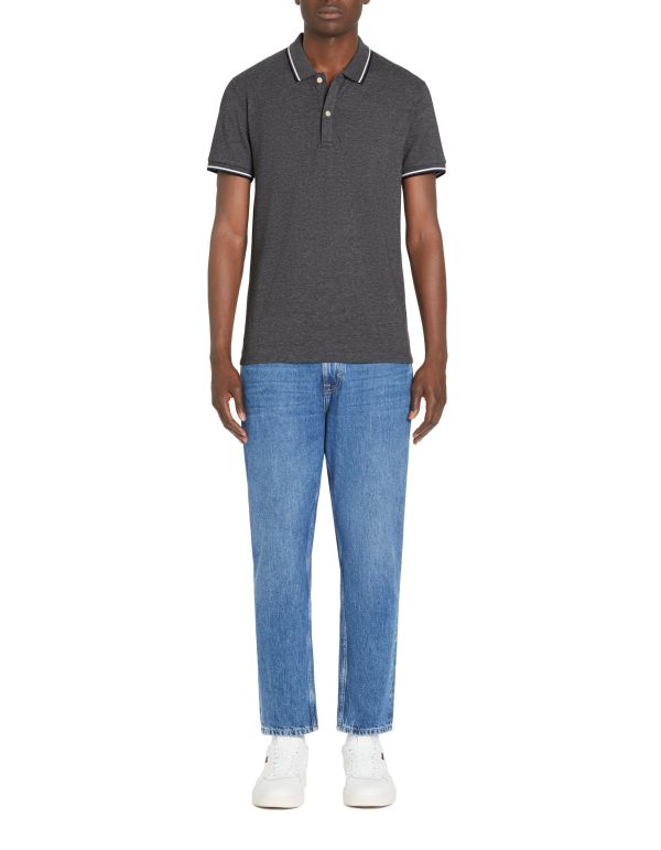 Polo slim piqué en coton stretch - anthracite