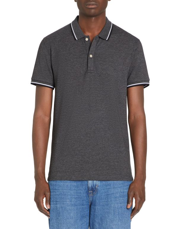 Polo slim piqué en coton stretch - anthracite