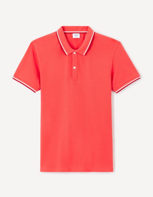 Polo piqué slim en coton stretch - rouge