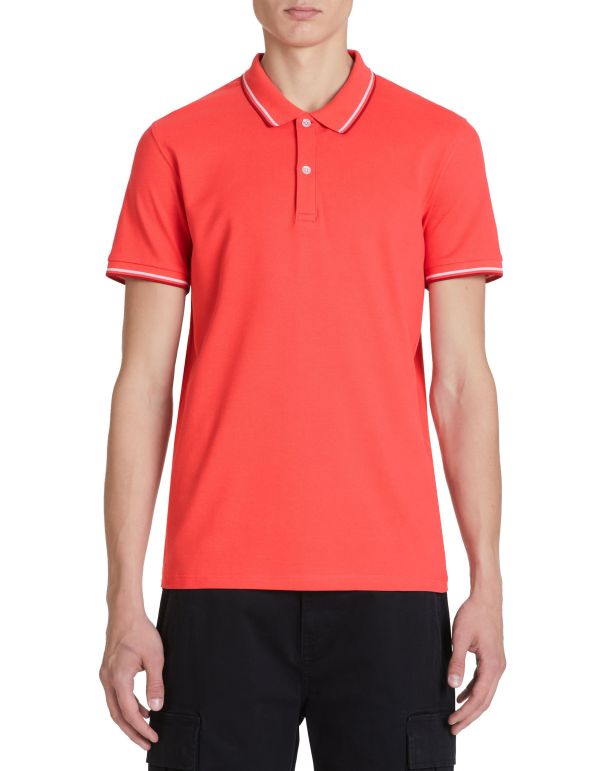 Polo piqué slim en coton stretch - rouge