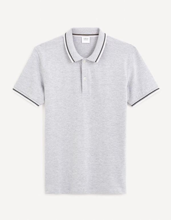 Polo piqué slim en coton stretch - gris chiné