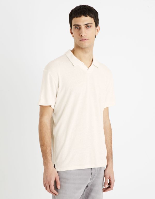 Polo lin mélangé - écru