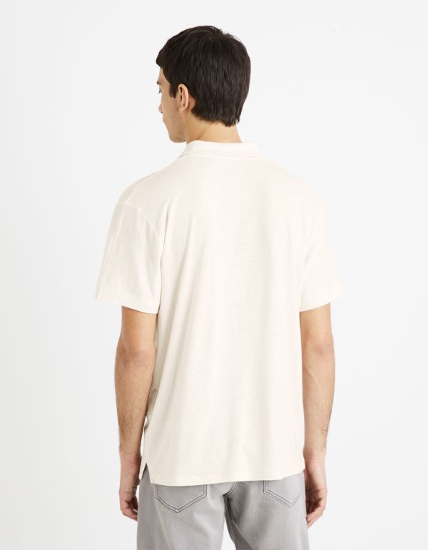 Polo lin mélangé - écru