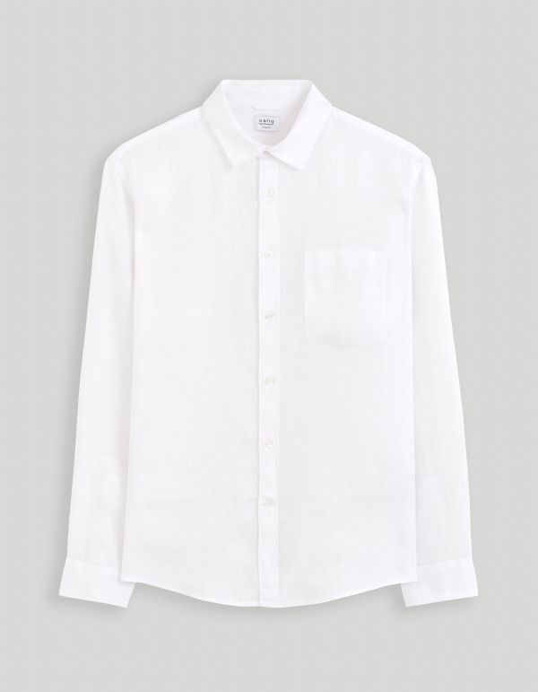 Chemise regular 100% lin - blanc