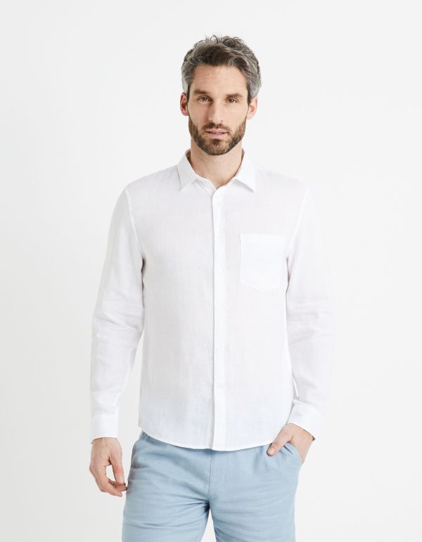 Chemise regular 100% lin - blanc
