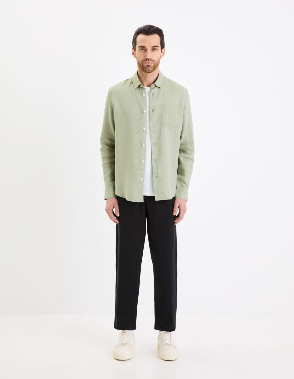 Chemise regular 100% lin - vert sauge