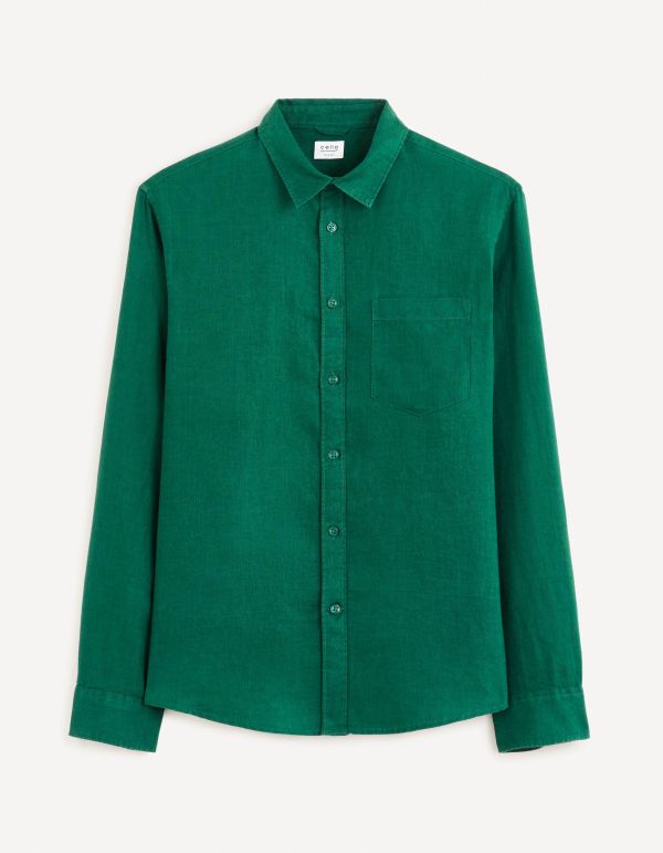 Chemise  regular 100% lin - vert