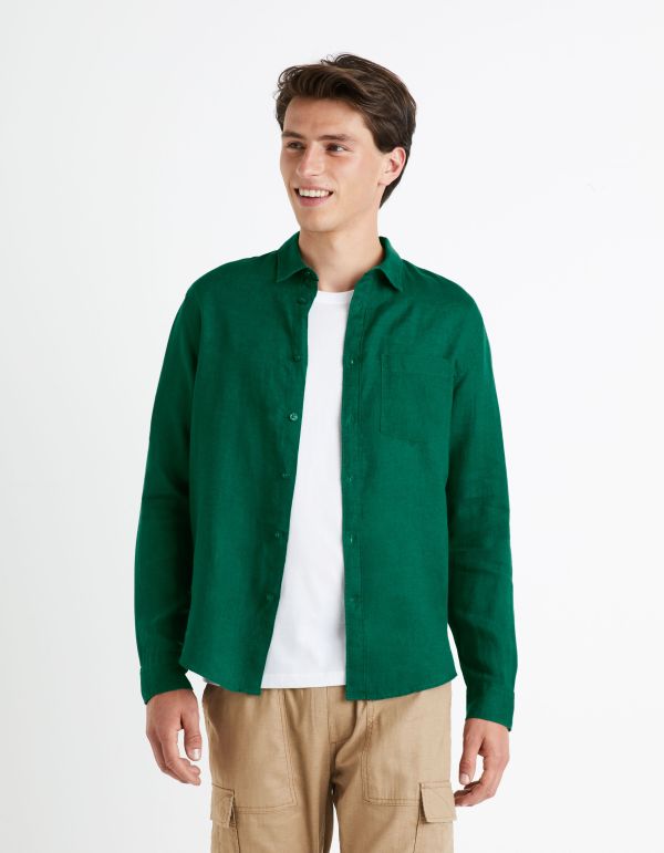 Chemise  regular 100% lin - vert