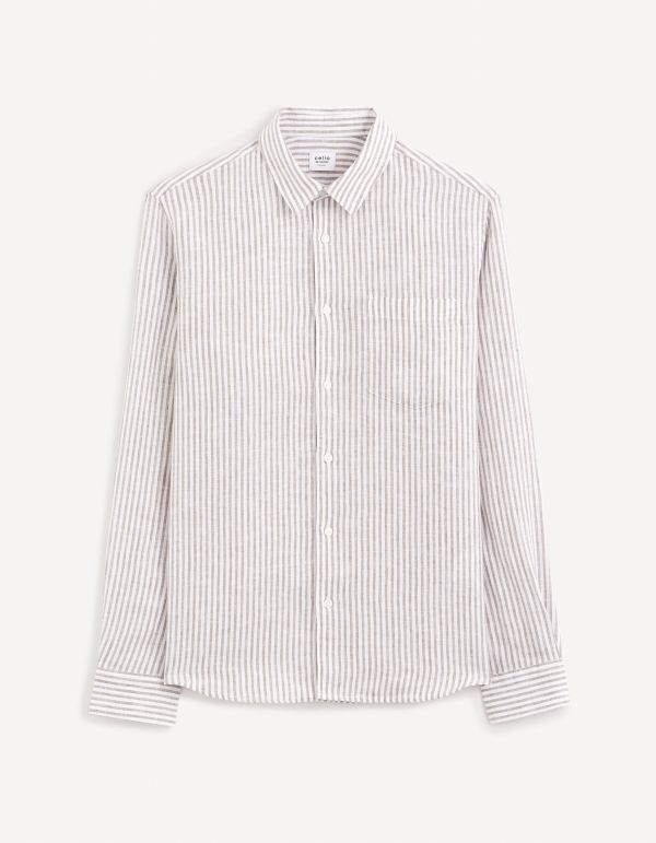 Chemise regular 100% lin - taupe