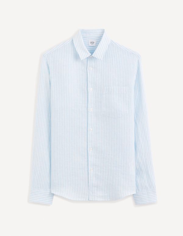 Chemise regular 100% lin - bleu clair