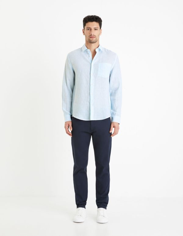 Chemise regular 100% lin - bleu clair