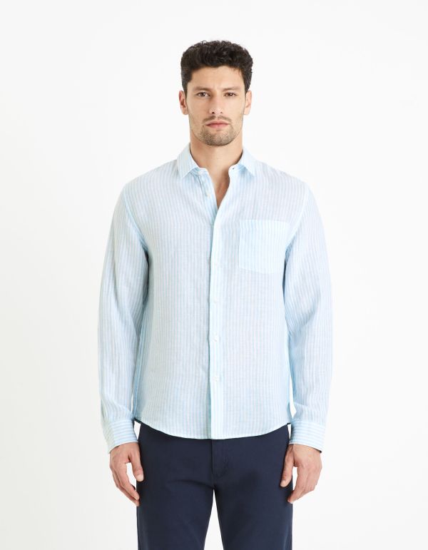 Chemise regular 100% lin - bleu clair