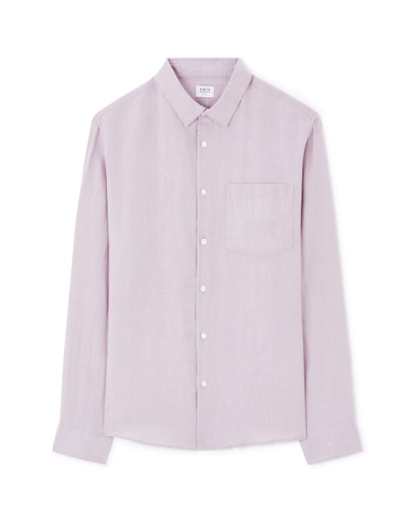 Chemise regular casual 100% lin - violet