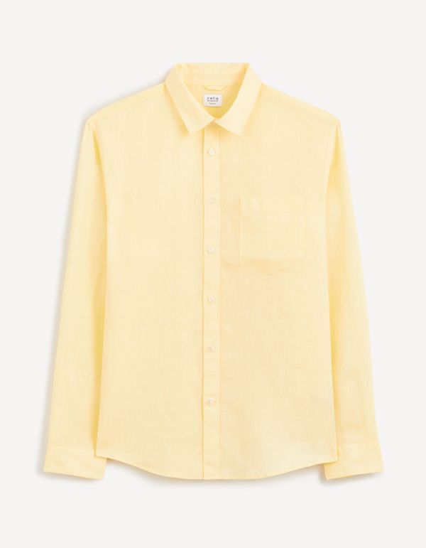 Chemise regular 100% lin - jaune