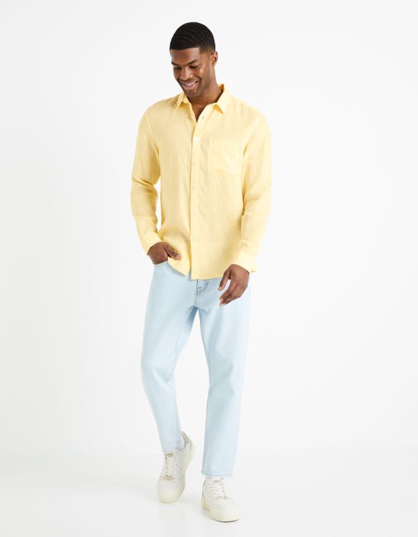 Chemise regular 100% lin - jaune
