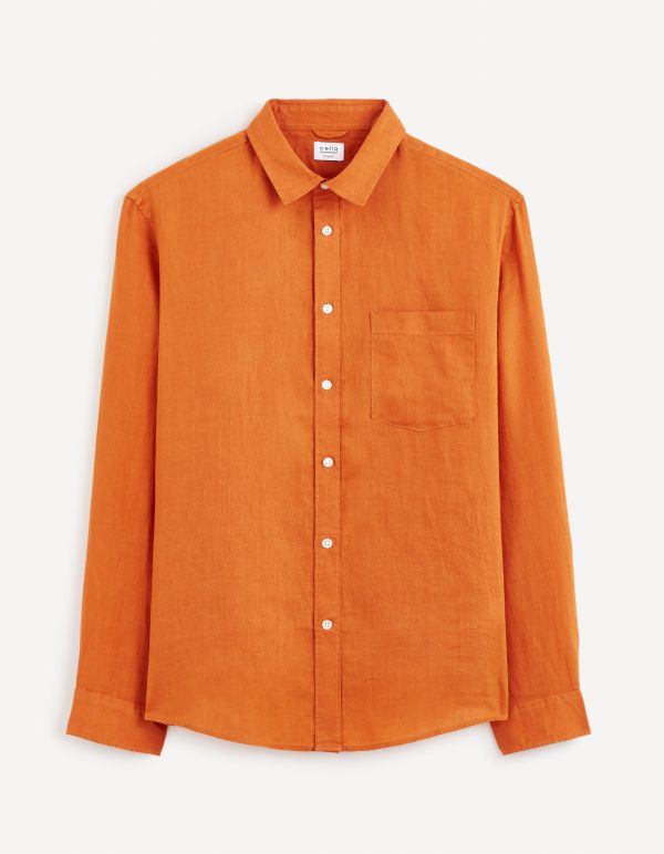 Chemise regular 100% lin - orange