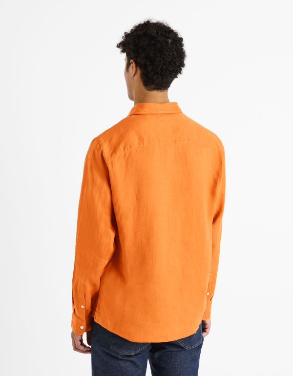 Chemise regular 100% lin - orange