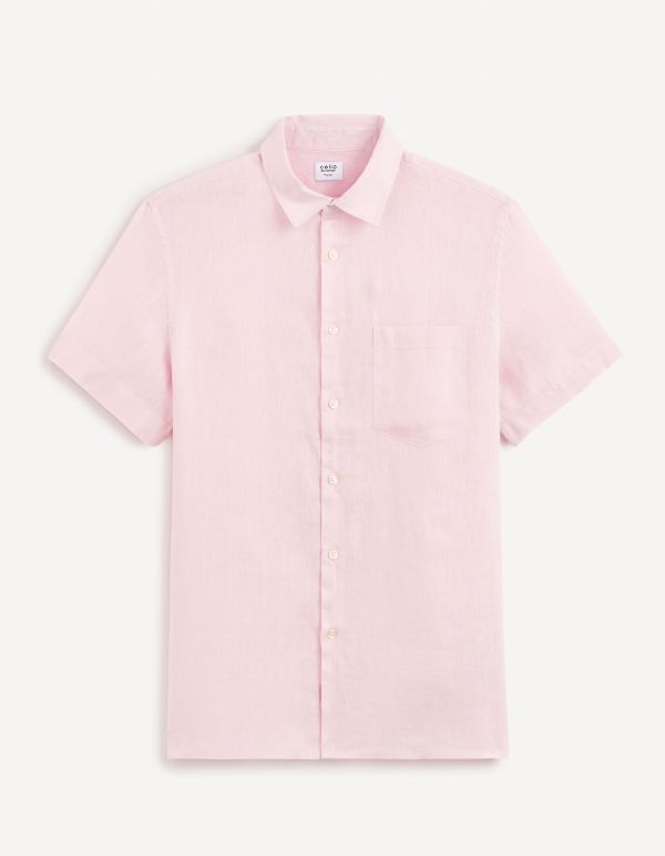 Chemise regular 100% lin - rose