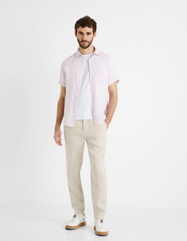 Chemise regular 100% lin - rose