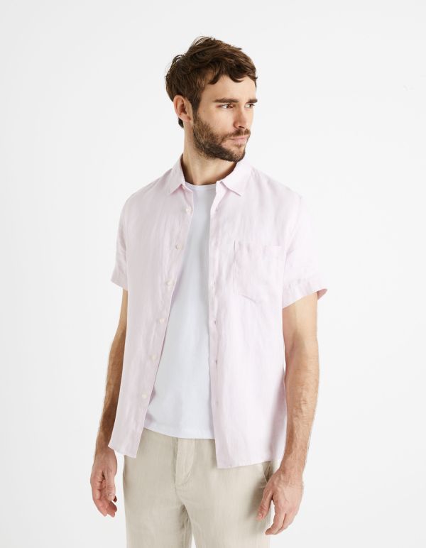 Chemise regular 100% lin - rose