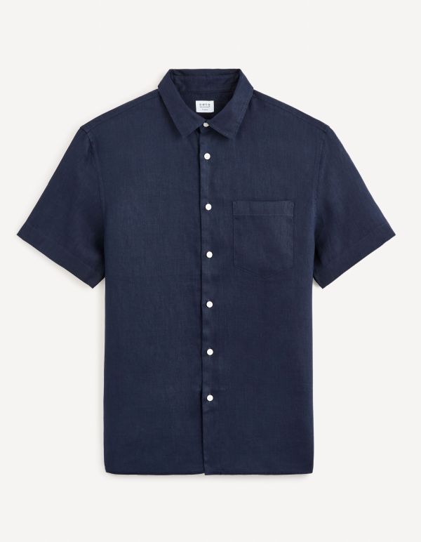 Chemise regular 100% lin - marine