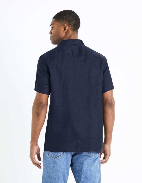 Chemise regular 100% lin - marine
