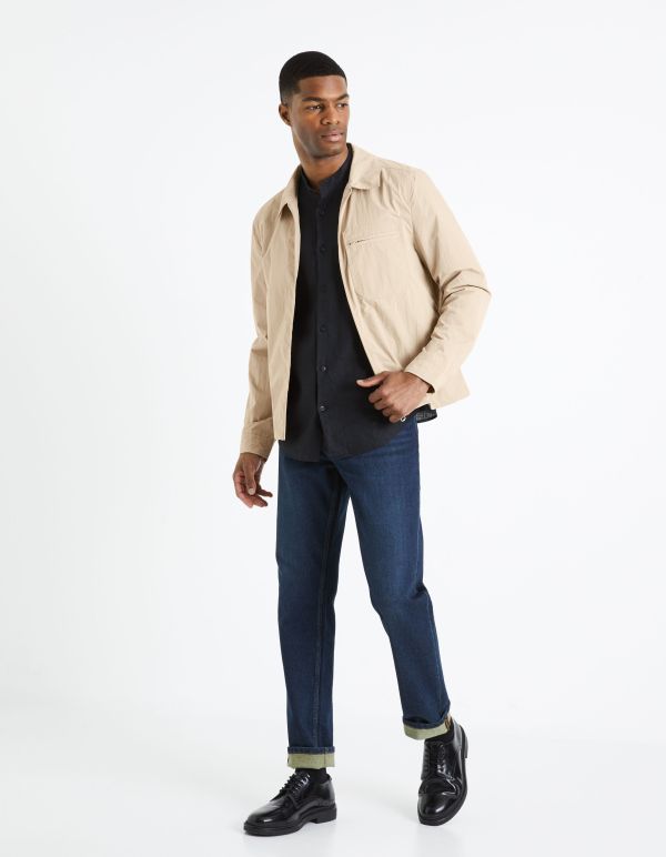 Chemise col mao regular 100% lin - noir