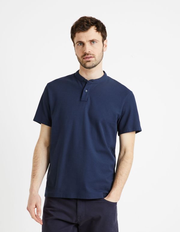 Polo col mao 100% coton - marine
