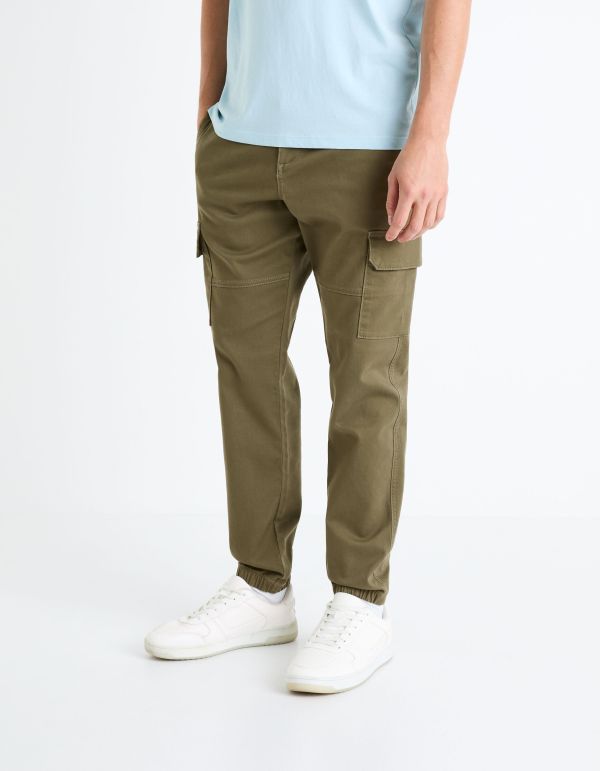 Pantalon cargo slim en coton stretch - kaki