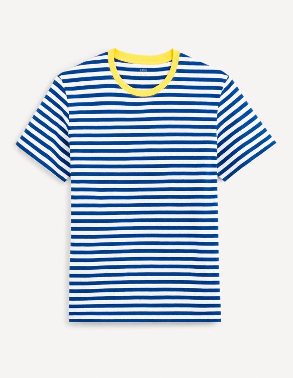 T-shirt col rond 100% coton - bleu