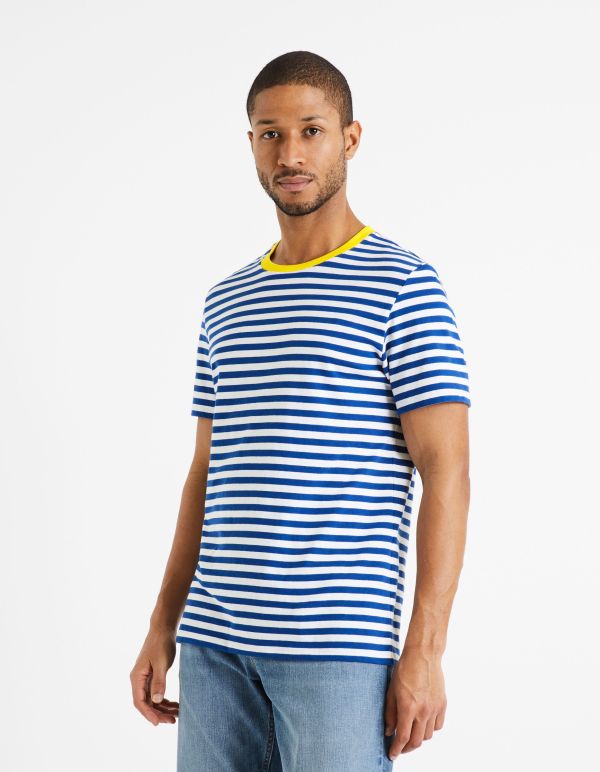 T-shirt col rond 100% coton - bleu