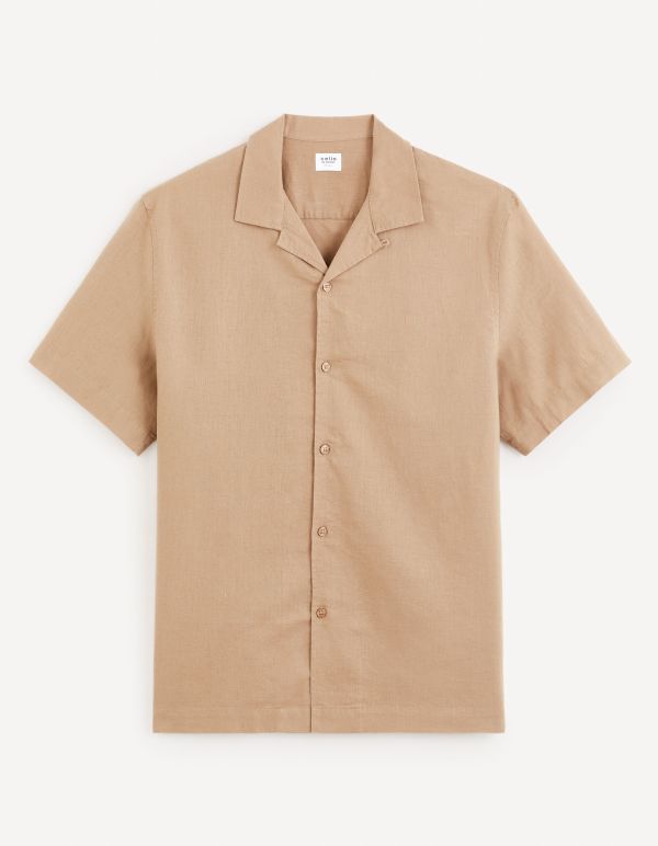 Chemise relax lin coton - marron
