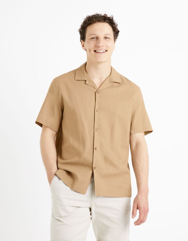 Chemise relax lin coton - marron