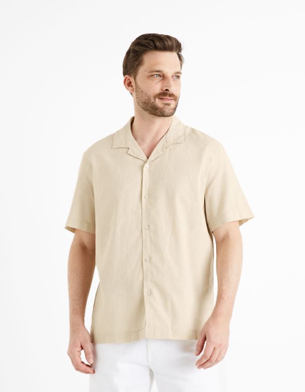 Chemise  relax lin coton - beige