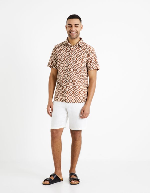 Chemise regular 100% coton - marron