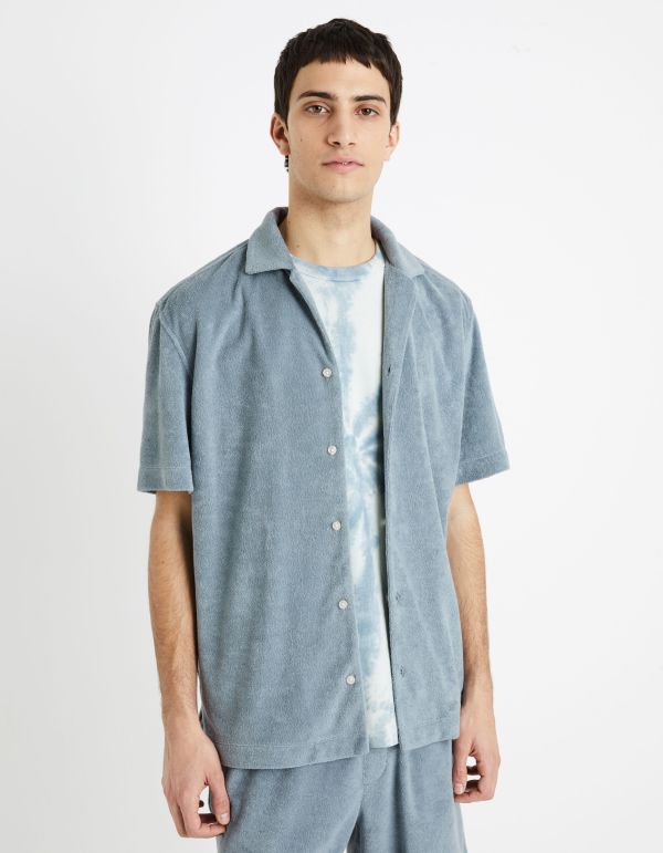 Chemise relax coton mélangé - bleu gris
