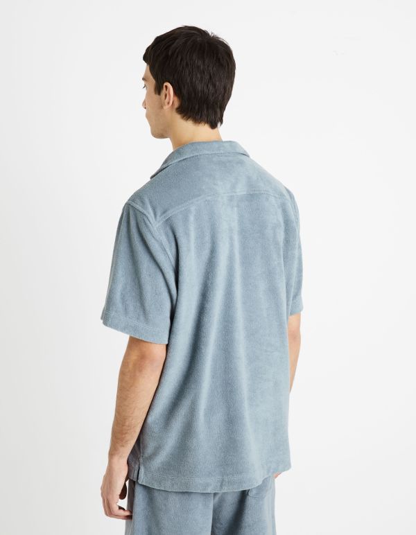 Chemise relax coton mélangé - bleu gris