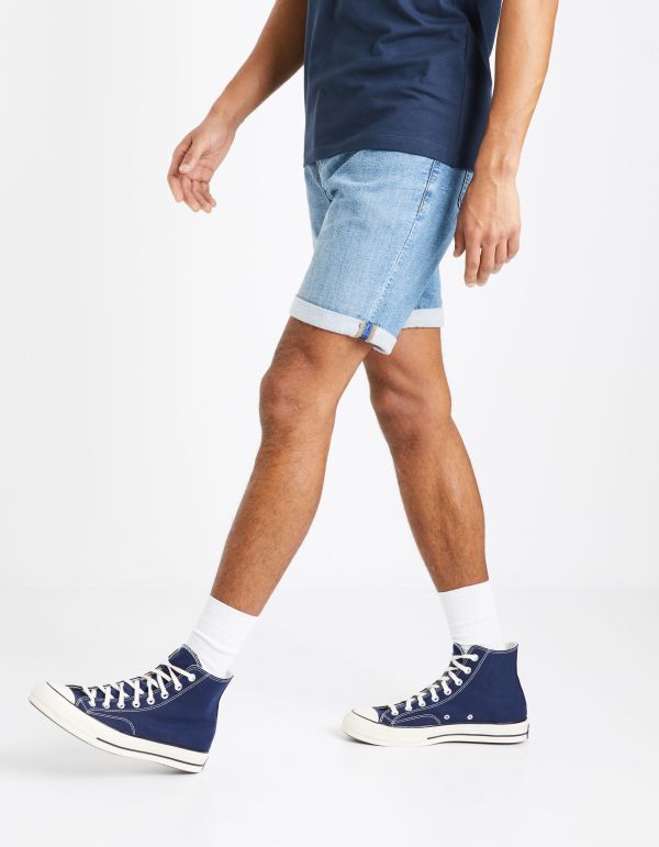 Short en jean ettet maille - bleached