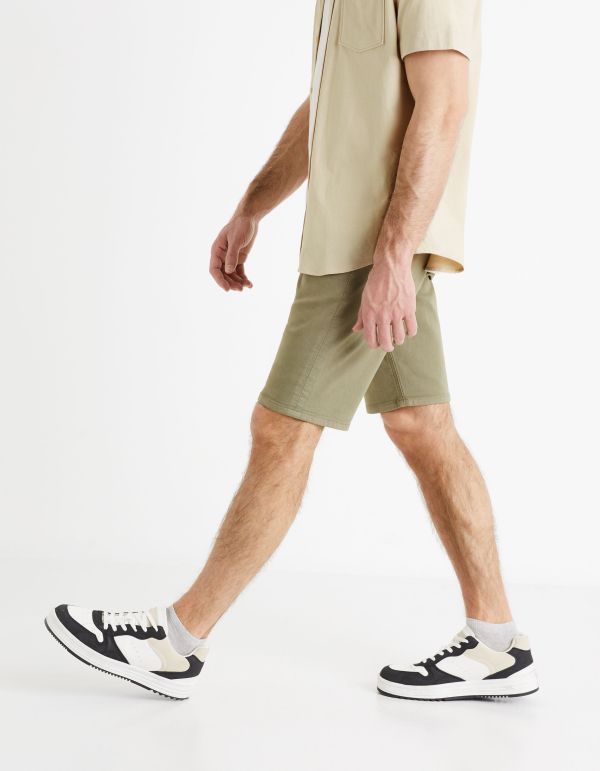 Short en jean ettet maille - kaki