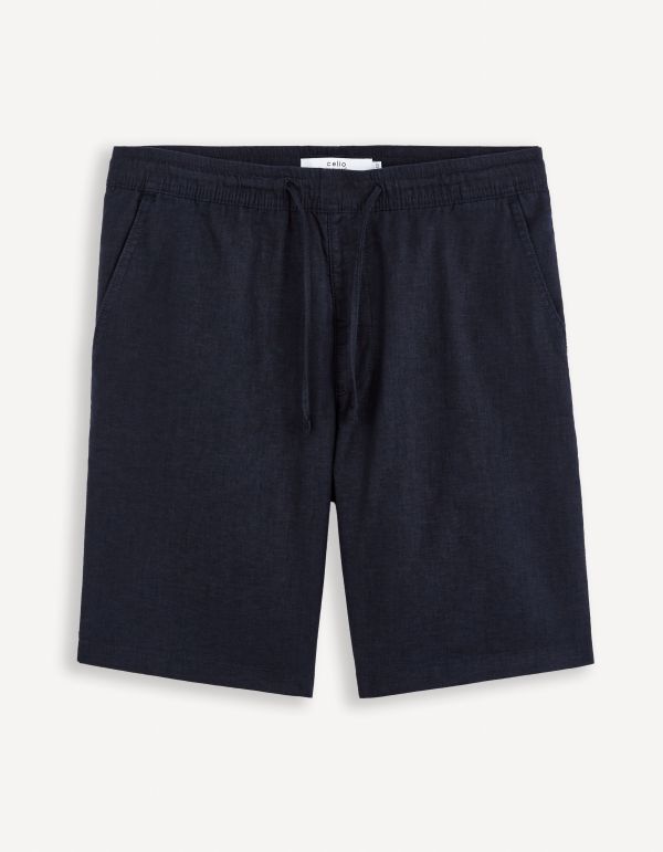 Short en lin mélangé - marine