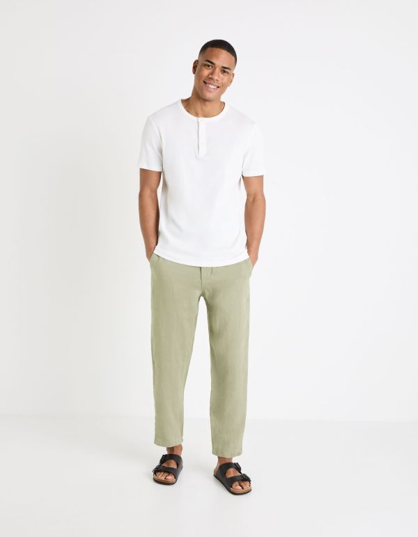 Pantalon 24h 100% lin - vert sauge
