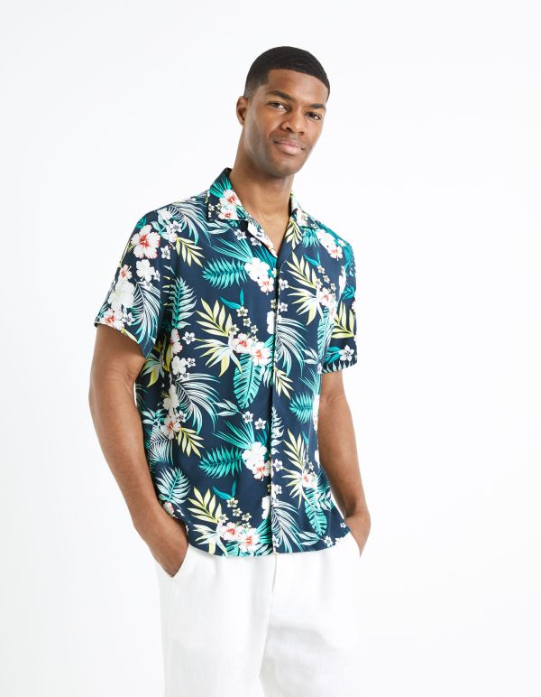 Chemise regular 100% viscose - marine