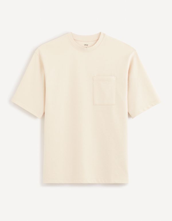 T-shirt col rond boxy - écru