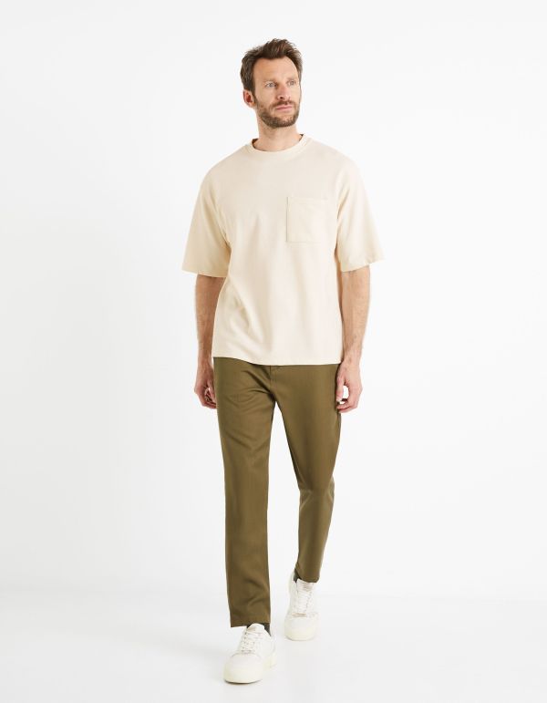 T-shirt col rond boxy - écru