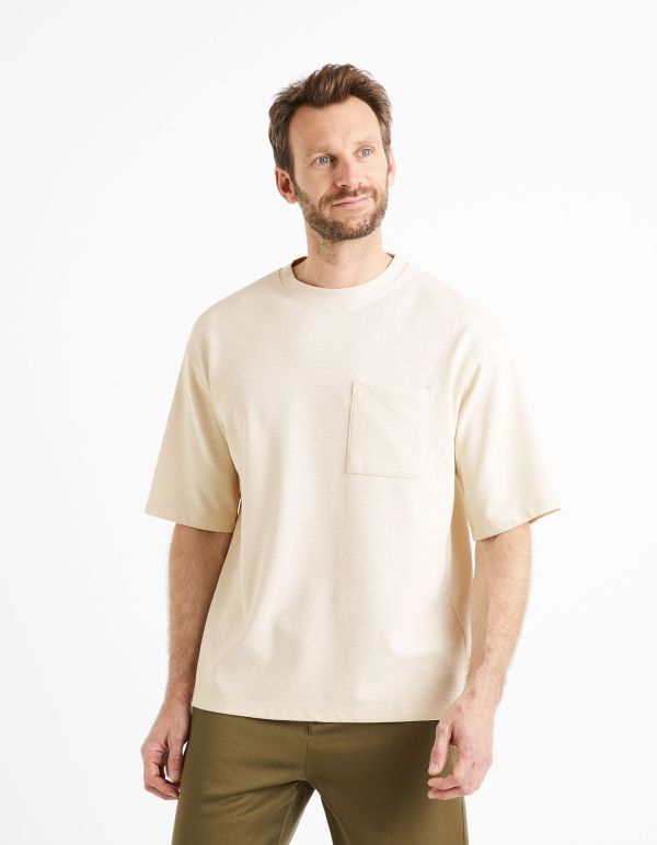 T-shirt col rond boxy - écru